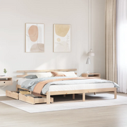 Giroletto con Cassetti 200x200 cm in Legno Massello di Pino 3302018