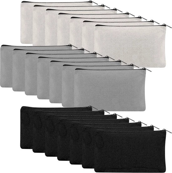 Sacchetto di stoffa per DIY - borse per viaggio - contenitori per trucco - contenitori per documenti - regalo per damigelle - 21 x 12 cm - nero grigio bianco