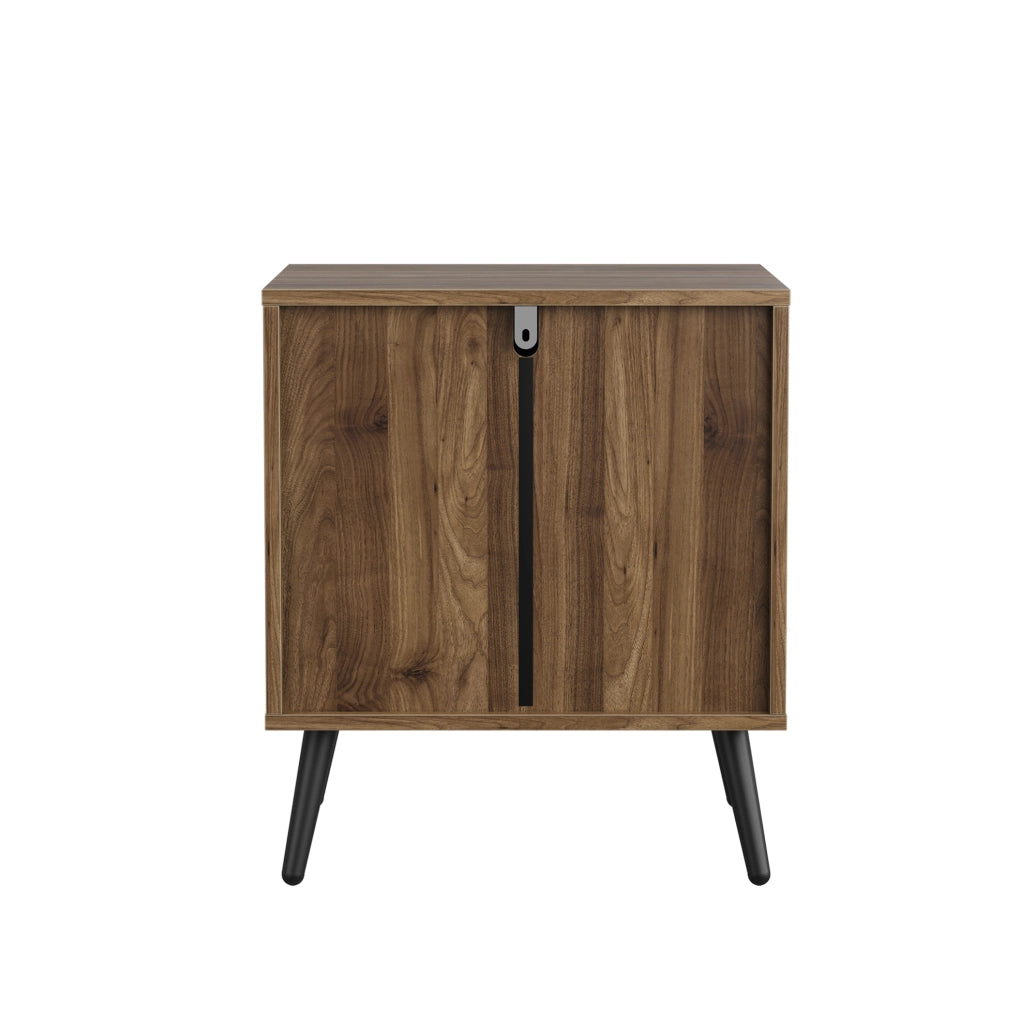 Comodino 45x40x53 cm noce in MDF, 2 cassetti con gambe in metallo