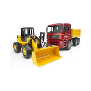 Mezzo cantiere bruder 02752 man set dumper camion e ruspa 1:16