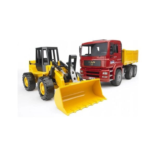Mezzo cantiere bruder 02752 man set dumper camion e ruspa 1:16