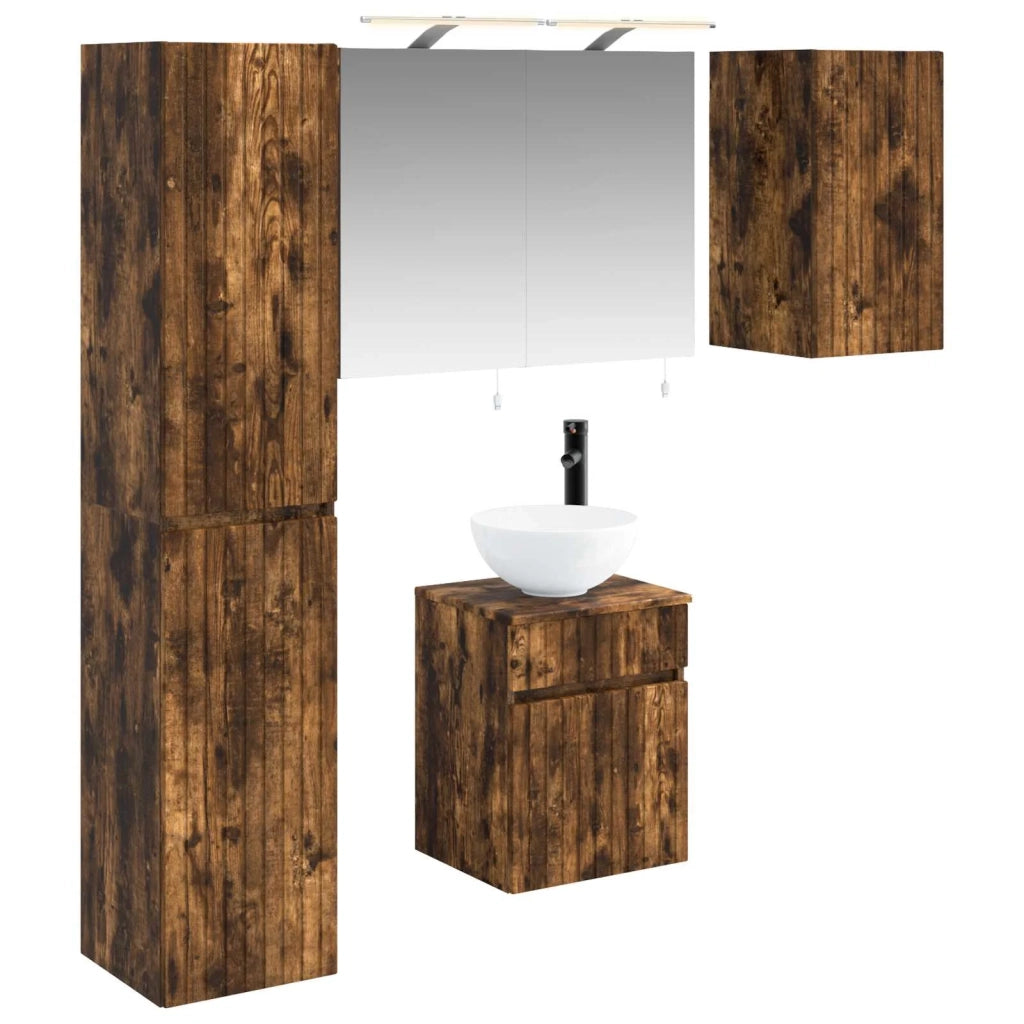 Set di Armadi da Bagno 5 pcs Rovere Fumo 40 x 10,5 x 60,5 cm 3407339