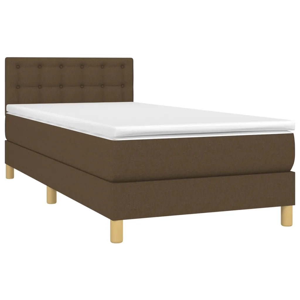 Giroletto a Molle con Materasso-Struttura Letto Marrone Scuro 90x200 cm Tessuto 714415