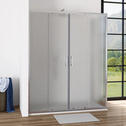 Box doccia angolare 80x180 cm vetro 6mm opaco apertura 2 ante scorrevoli | Favignana