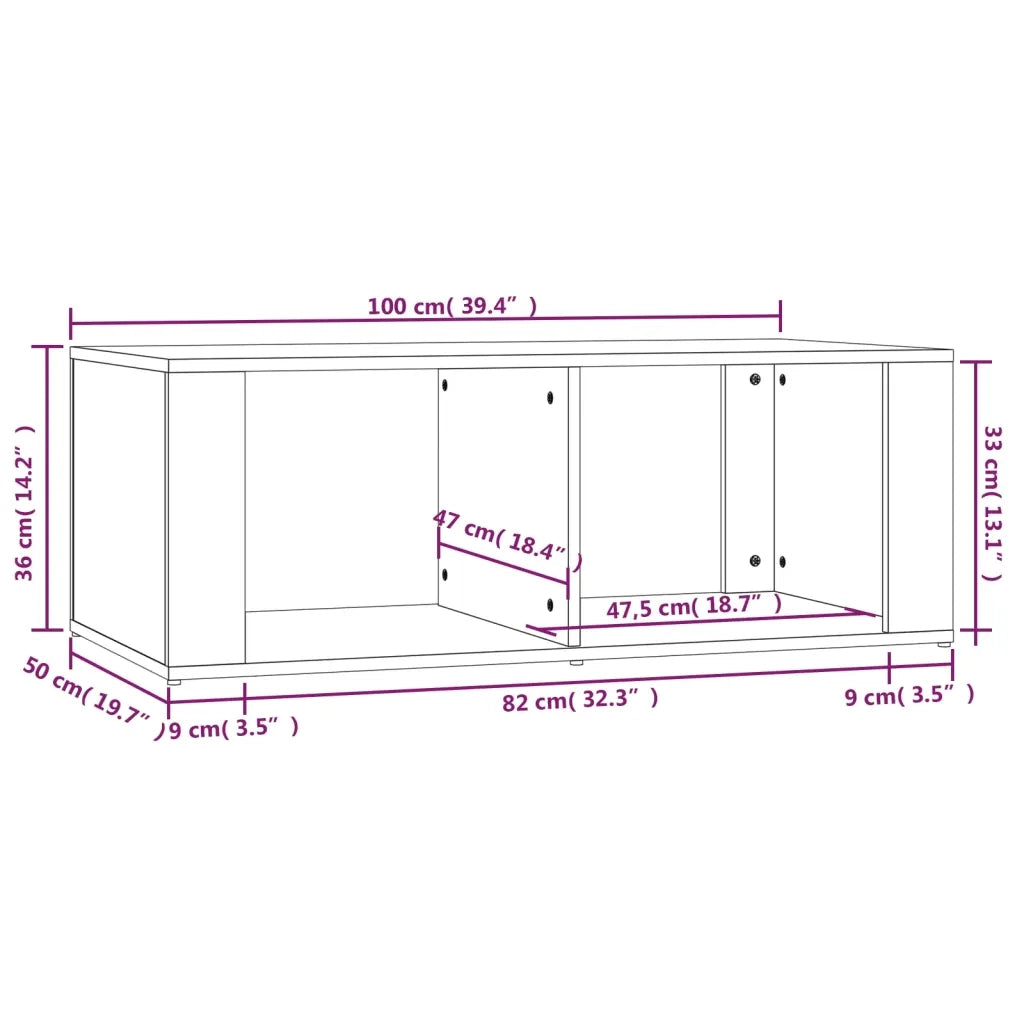 Tavolino da Salotto Rovere Fumo 100x50x36 cm Legno Multistrato 816525