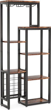 Wijnrek Industriale - Wijnkast - Wijnrek - Wijnrek - In Piedi - Legno - Metallo - 12 Bottiglie - 80 x 30 x 175cm
