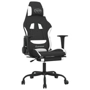 Sedia da Gaming | Sedia da e-sports con Poggiapiedi Nero e Bianco in Tessuto