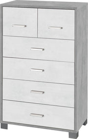 Mobile 4+2 Cassetti 70x112x41 cm Cemento/Ossido Bianco