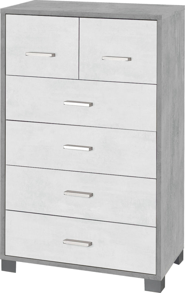 Mobile 4+2 Cassetti 70x112x41 cm Cemento/Ossido Bianco