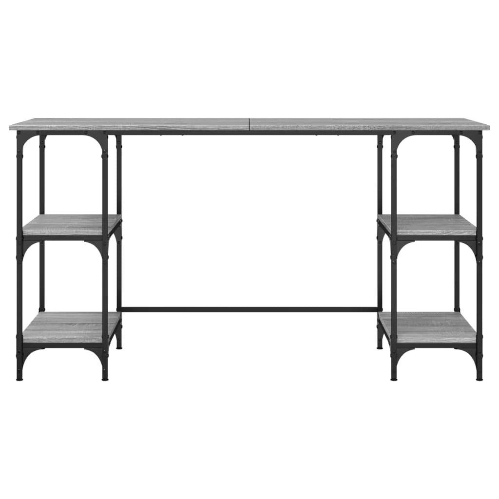 Scrivania Sonoma postazione computer mobile per computer scrivania da studio 140 x 50 x 75 cm metallo e legno ingegnerizzato grigio 02_0023959
