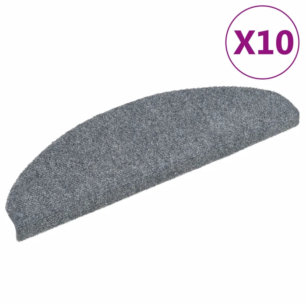 Tappetini per scale autoadesivi 10 pz 65x21x4 cm Grigio chiaro Semicircolari Grandi 149705
