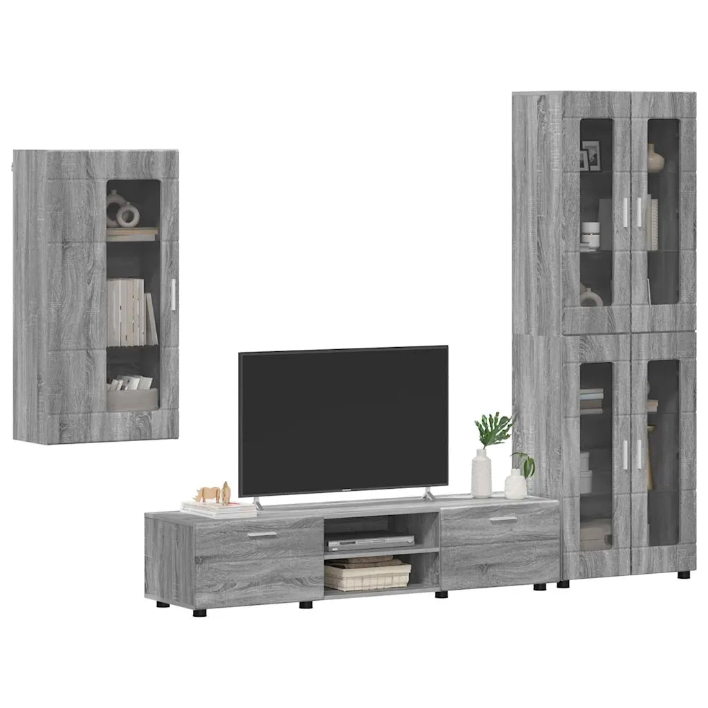Set mobile TV con porta FLORIN Grigio Sonoma Legno multistrato