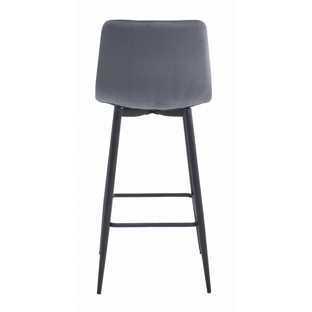 Set di 4 sgabelli bar NADO in velluto grigio scuro e acciaio