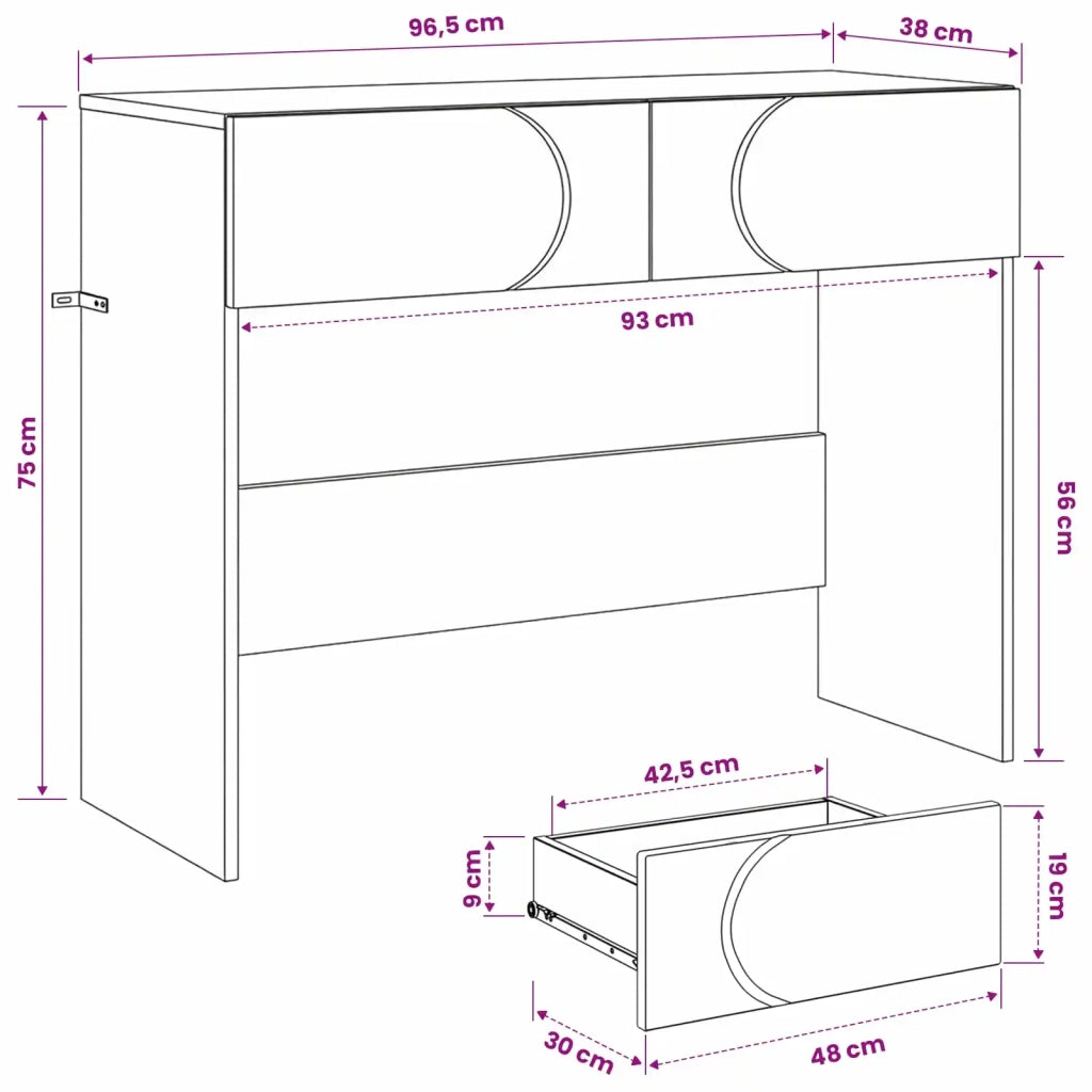 Tavolo consolle Grigio Cemento 96,5 x 38 x 75 cm 8011642