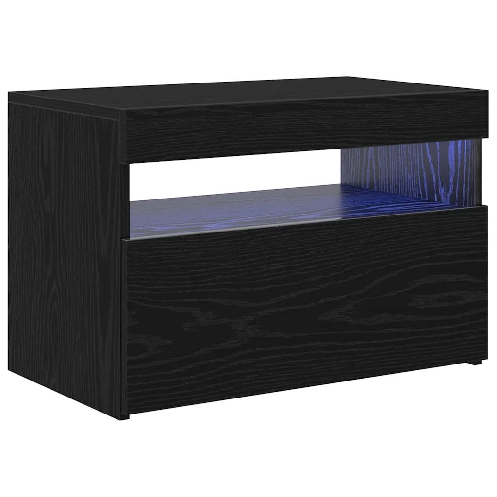 Mobile TV con LED Rovere Nero 60 x 35 x 40 cm Legno multistrato 862555