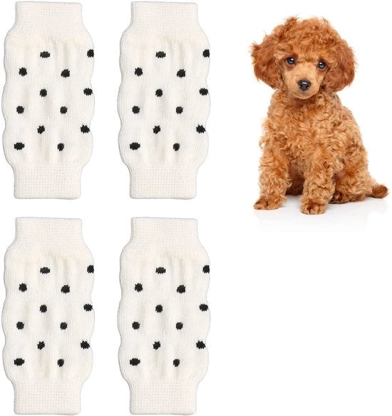 Protezione per cani - Elastico - Protezioni per gamba unico - 4 pezzi - Cotone - Disegno a punti - Materiale duraturo - Calzini per cani per gambe