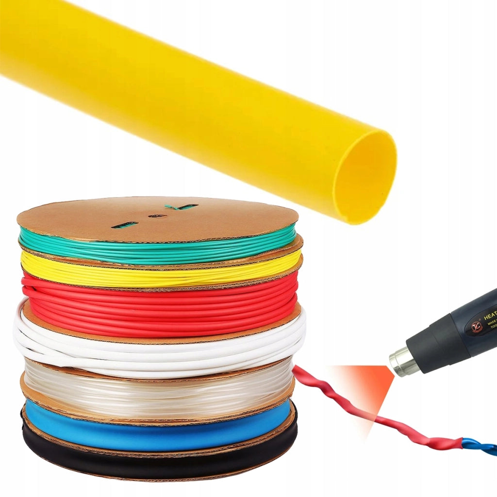 Tubo Termorestringente Giallo 5mm 1m – Flessibile e Autoestinguente | Riduzione 2:1