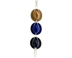 Supporto per cappelli in legno con anello in macramé per appendere cappelli