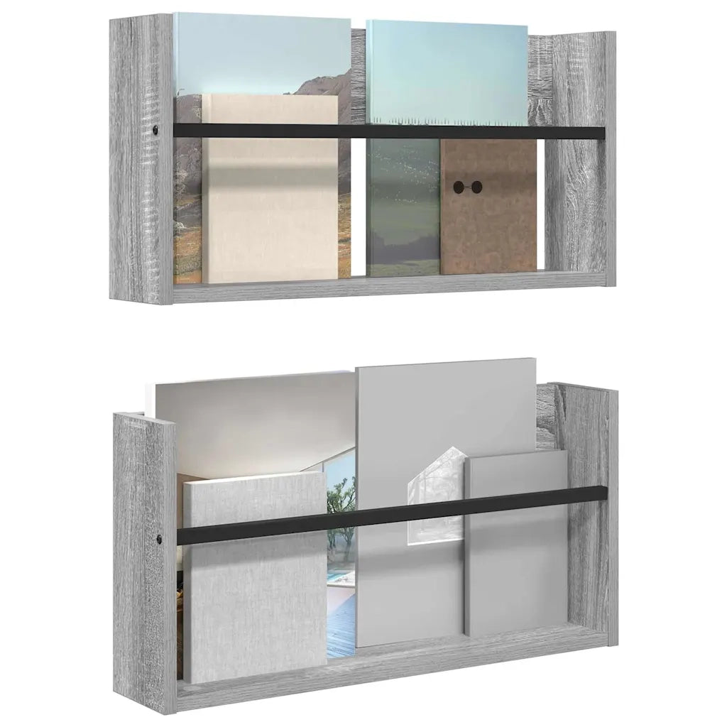 Scaffale per riviste 2 pz Grigio Sonoma 60 x 12 x 30 cm 890799
