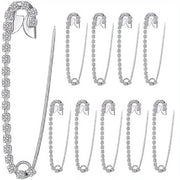 Accessori per abbigliamento sicuri 10 pezzi - Spille d'argento - Piastrine con strass - Accessori per abbigliamento - Resistente alla ruggine - Pratici e unici