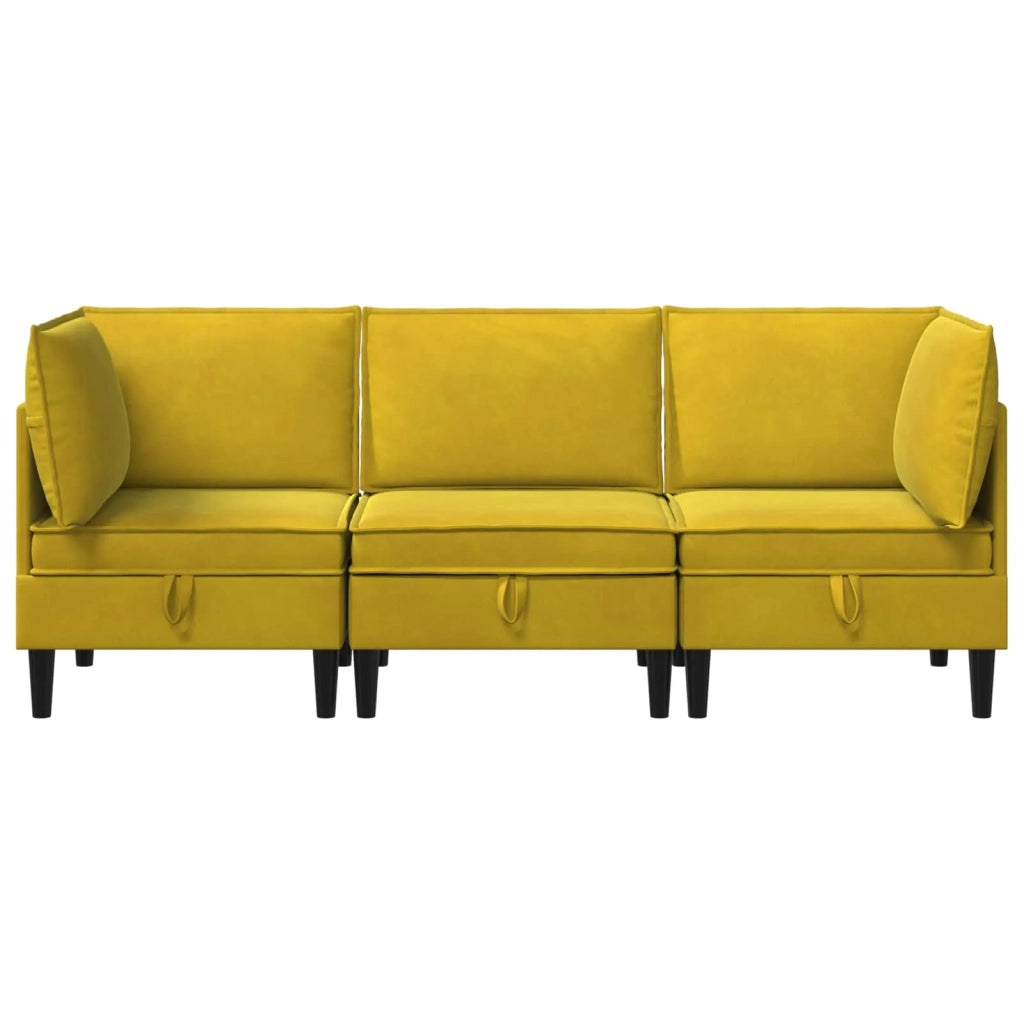 Set di mobili per il soggiorno con cuscino 3 pcs Giallo Velluto