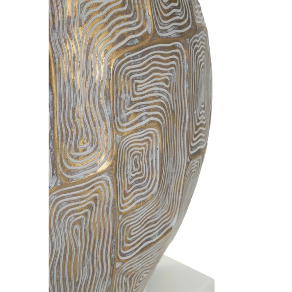 Lampada da tavolo Eclips in resina con motivo geometrico e paralume in tessuto O 38 cm