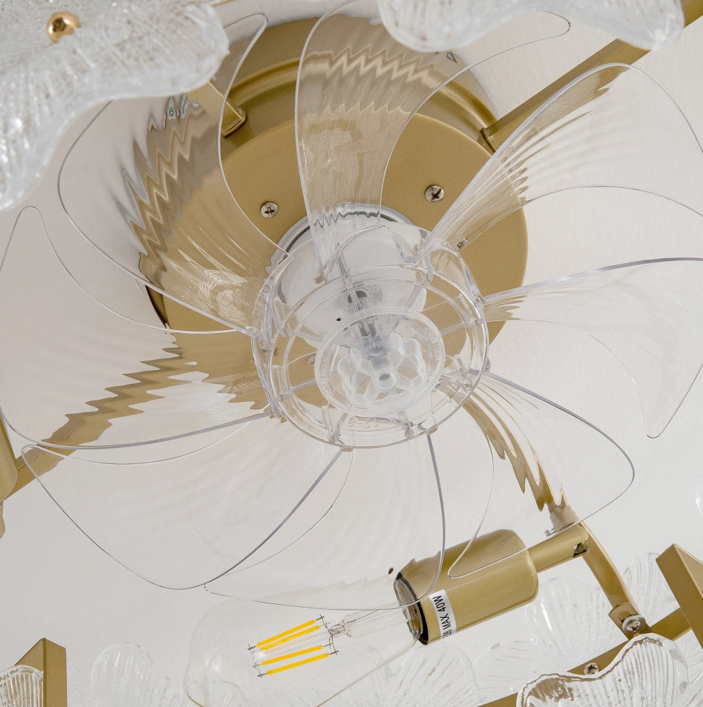 Ventilatore da soffitto a incasso 55 cm con cristallo, 6 velocità e telecomando
