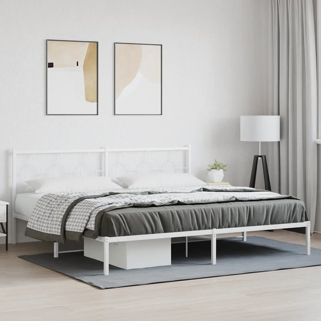 Giroletto con Testiera Metallo Bianco 200x200 cm 376282