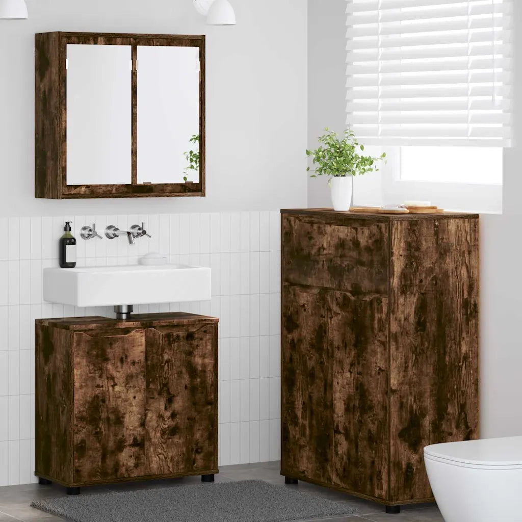 Set di mobili per il bagno 3 pcs Rovere fumé Legno multistrato 3403855