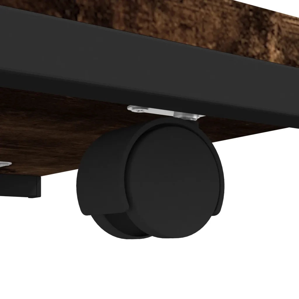 Tavolino con Ruote-Tavolino da soggiorno-Tavolo Rovere Fumo 50x35x55,5 cm Legno Multistrato