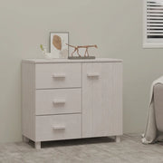 Credenza-Buffet-Armadio da cucina HAMAR Bianca 90x40x80 cm in Legno Massello di Pino