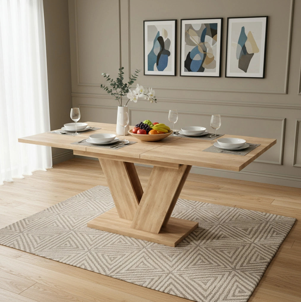 Tavolo da pranzo allungabile 180x80x75.5 cm; MDF effetto rovere