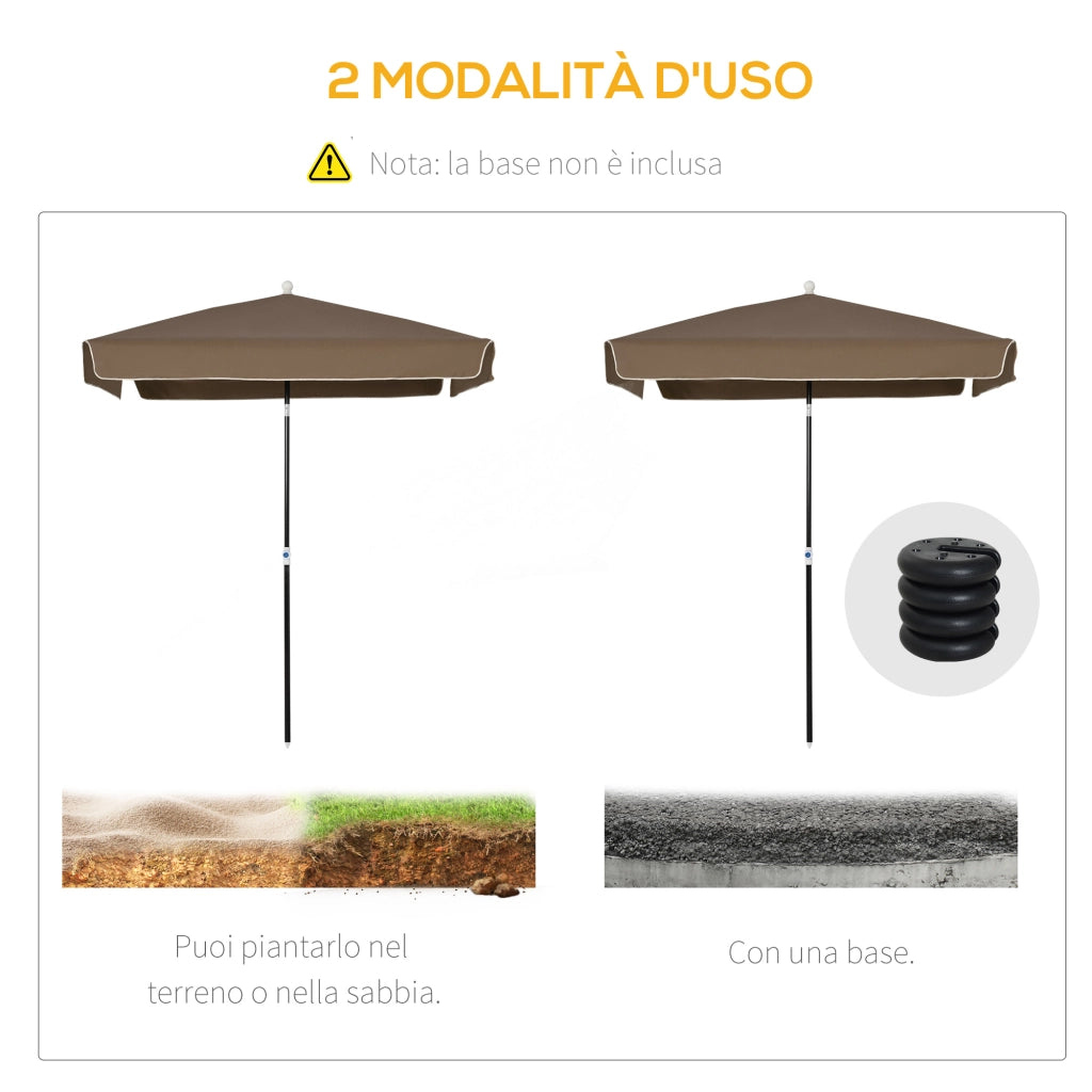 EasyComfort Ombrellone 2x2 m da Esterno con Tettuccio Quadrato, Regolabile e Portatile, in Metallo e Poliestere, Caffè