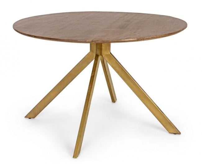 Tavolo da Pranzo Ø120x76 cm in Acciaio e Legno