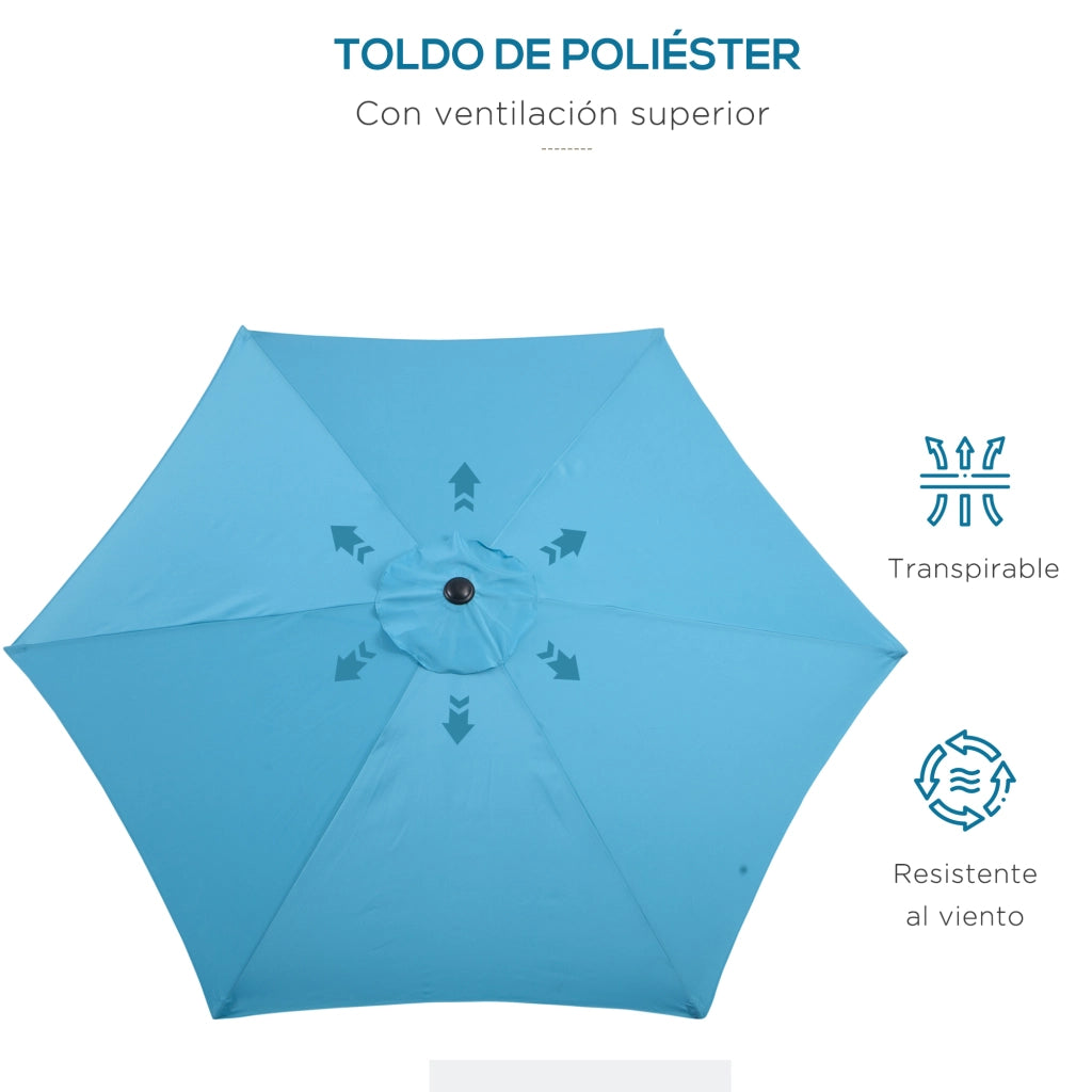 Ombrellone da Giardino ¨C zephmum ¨C Azzurro, Aluminio, ?260x235 cm