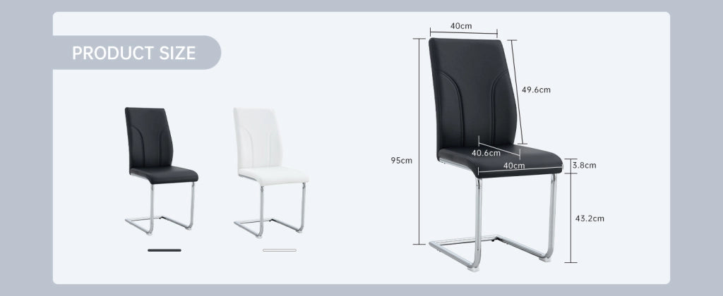 Sedia da pranzo in PU nero - Zephmum - 2 pezzi, gambe in metallo argento, versatile per ufficio e ristorante