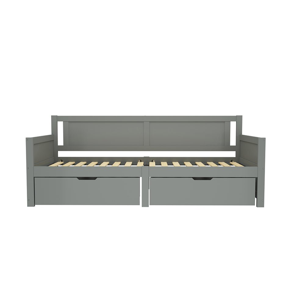 Letto a sedia singolo - Xylo - 90x200 cm - Grigio - Due scomparti di archiviazione
