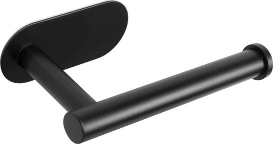 Sostegno per carta igienica senza foratura, contenitore per rotoli WC in materiale opaco nero, contenitore per rotoli WC adesivo per la stanza da bagno (nero)