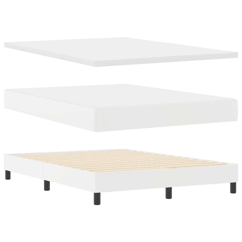 Letto a molle con materasso Bianco 140 x 190 cm Pelle sintetica 3339049