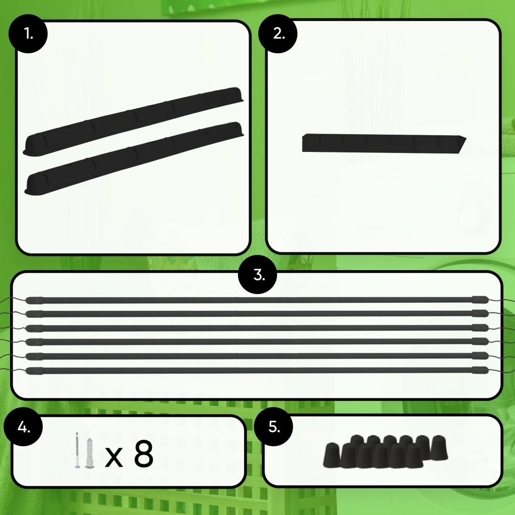 Stendibiancheria da soffitto KADAX per bagno, 6 barre, 110 cm, resistente e robusto.