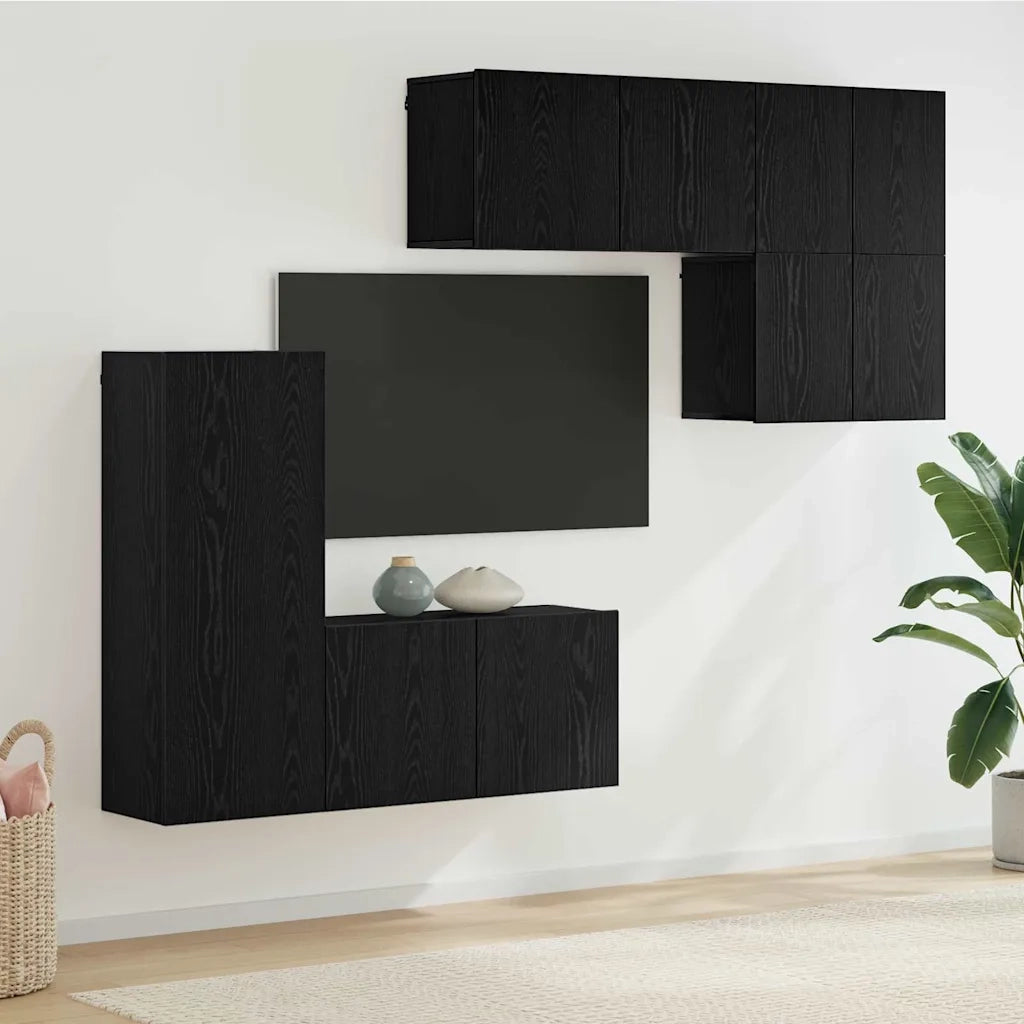 Unit¨¤ TV da Parete 5 pz | Armadietto TV | Mobile Porta TV Rovere Nero Legno multistrato