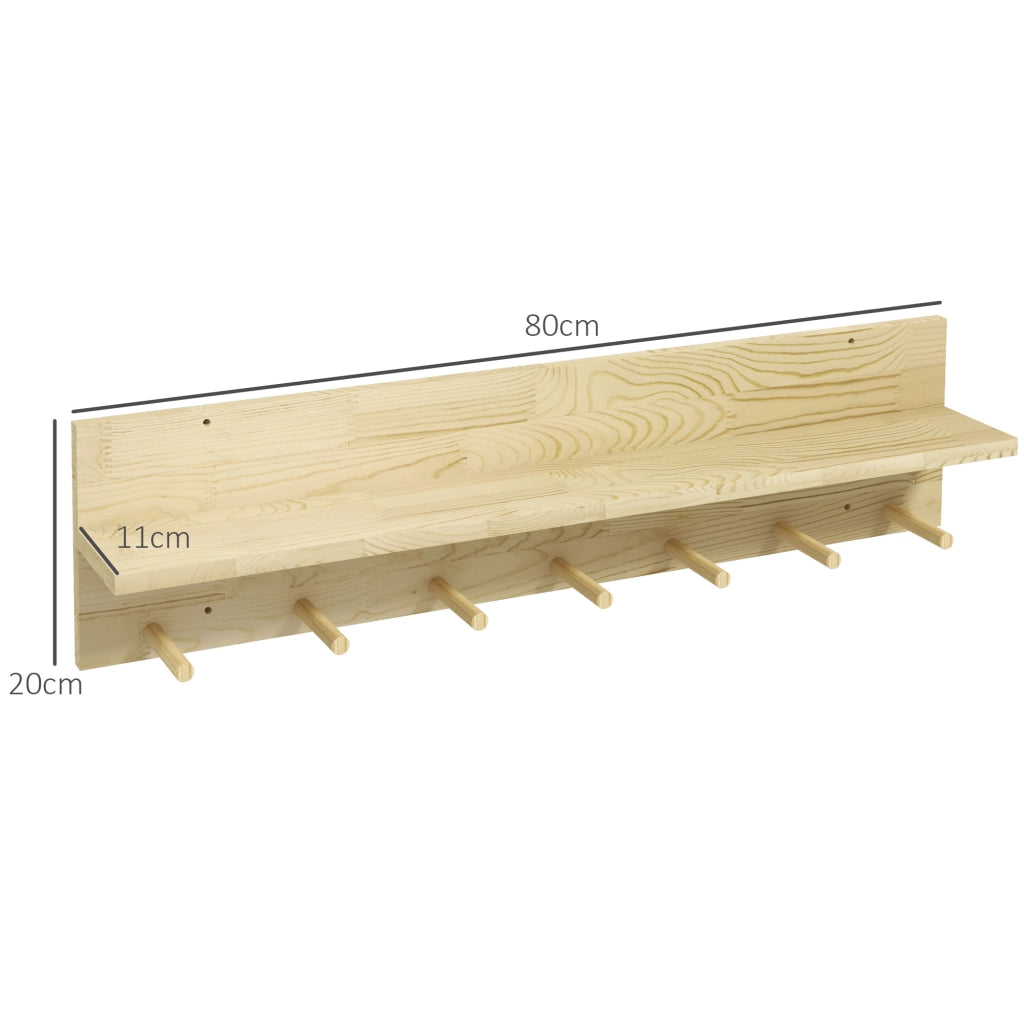 Appendiabiti da Parete con Mensola in Legno ¨C zephmum ¨C Bianco 80x12x20 cm