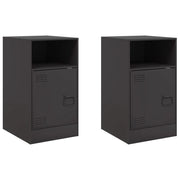 Set di 2 Comodini | Armadio da Notte | Mobiletto da notte Neri 34,5x39x62 cm in Acciaio