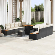 Set Divano da Giardino con cuscino 11 pcs Nero e Crema 3363275