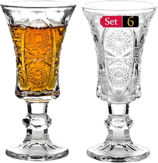 Set di bicchieri in vetro eleganti - bicchieri da sherry e da shot - 6 pezzi
