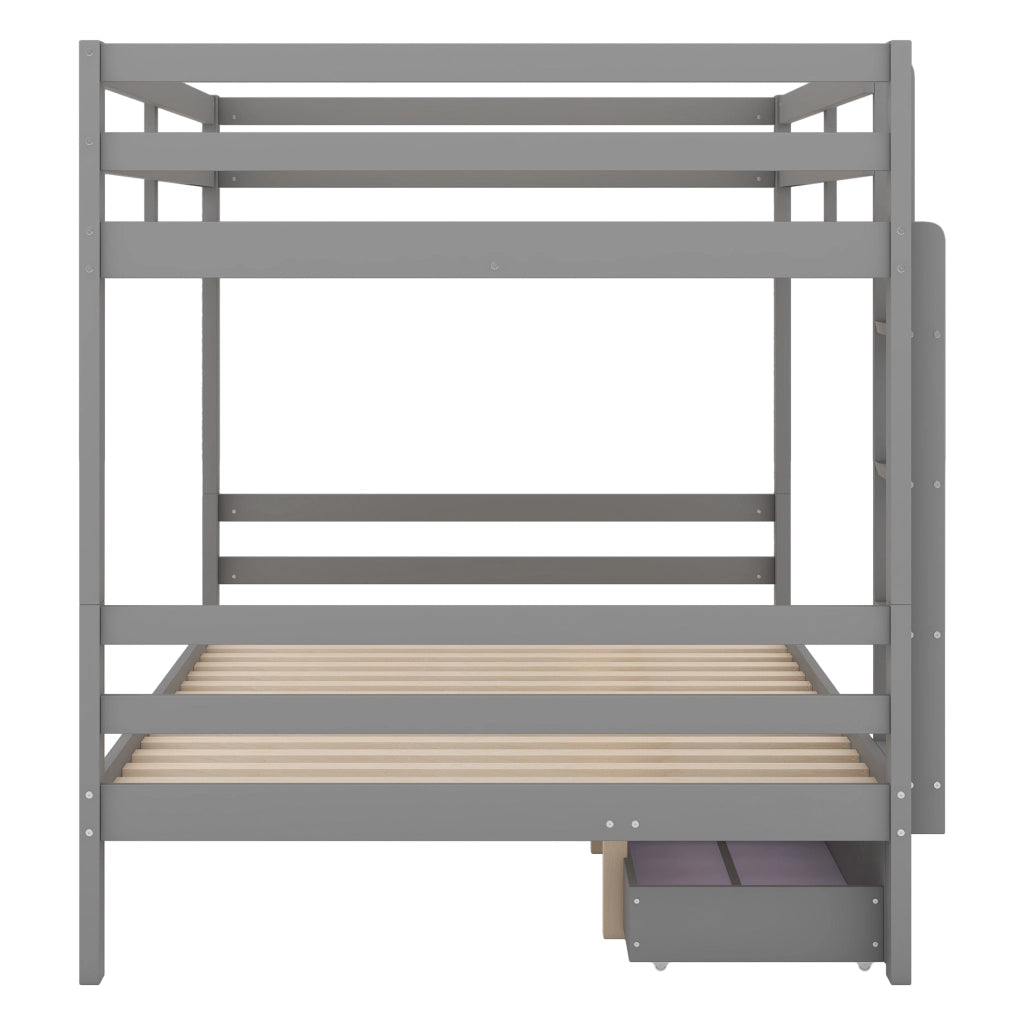 LETTO A CASTELLO 140x200 cm Grigio in pino e MDF con materasso incluso