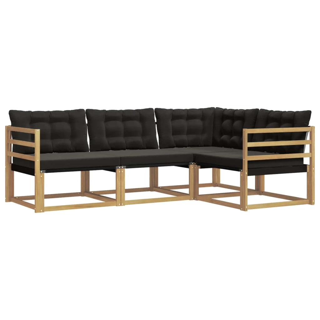Set di divani da esterno con cuscino 4 pcs Bianco e Nero 3388626