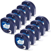 Nastro adesivo 12mm x 4m - Confezione da 10 - Nera su Bianca - Plastico - Per LT-100H LT-100T LT-110T XR - Etichette