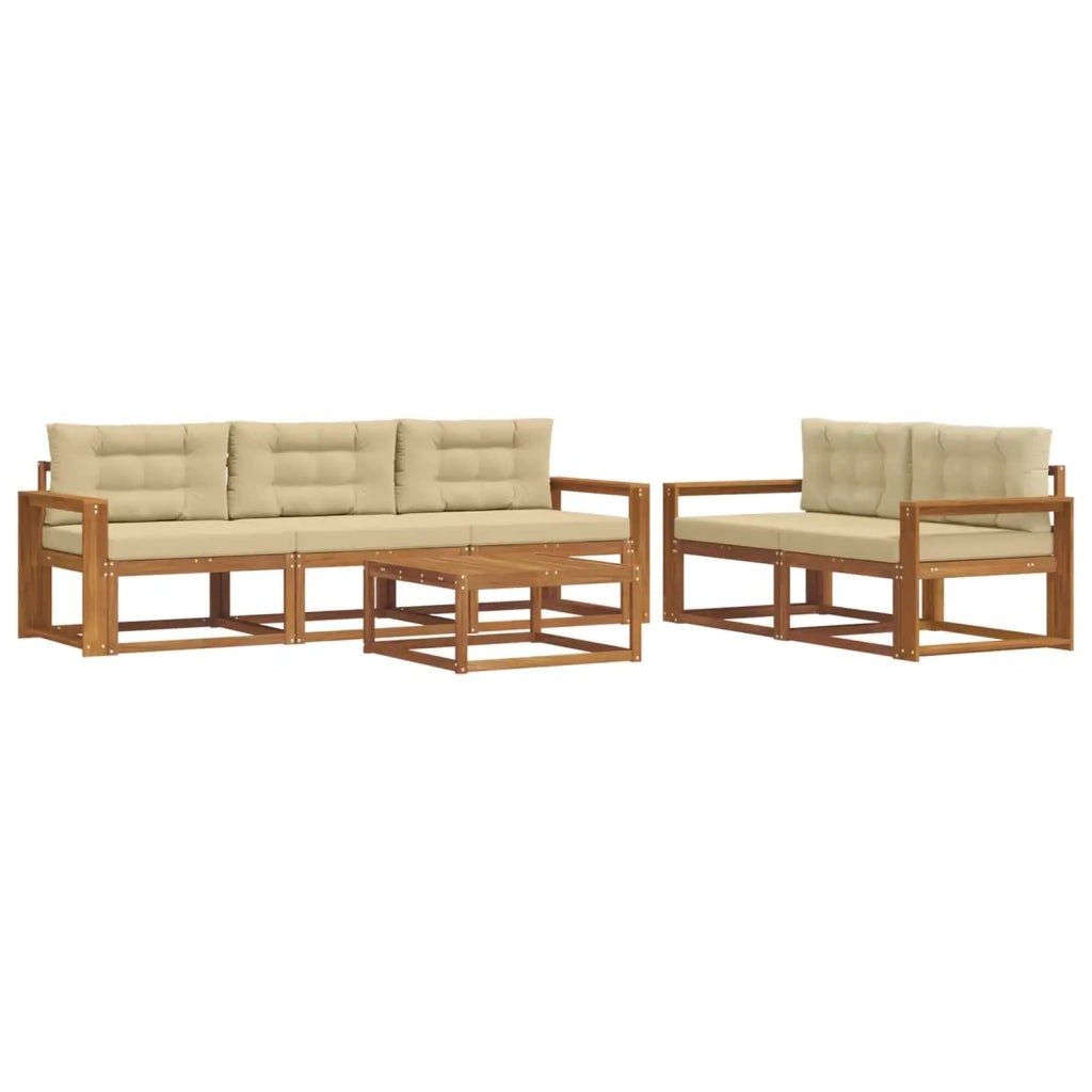 Set di divani da esterno con cuscino 6 pcs Naturale e Beige 3367201