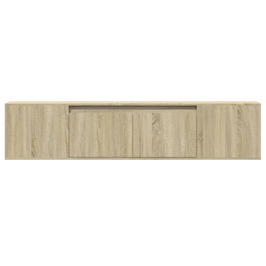 Mobile TV multimediale scaffale TV credenza mobile TV sala da pranzo soggiorno camera da letto a parete con illuminazione a LED rovere Sonoma 180 x 31 x 39,5 cm marrone 02_0027828